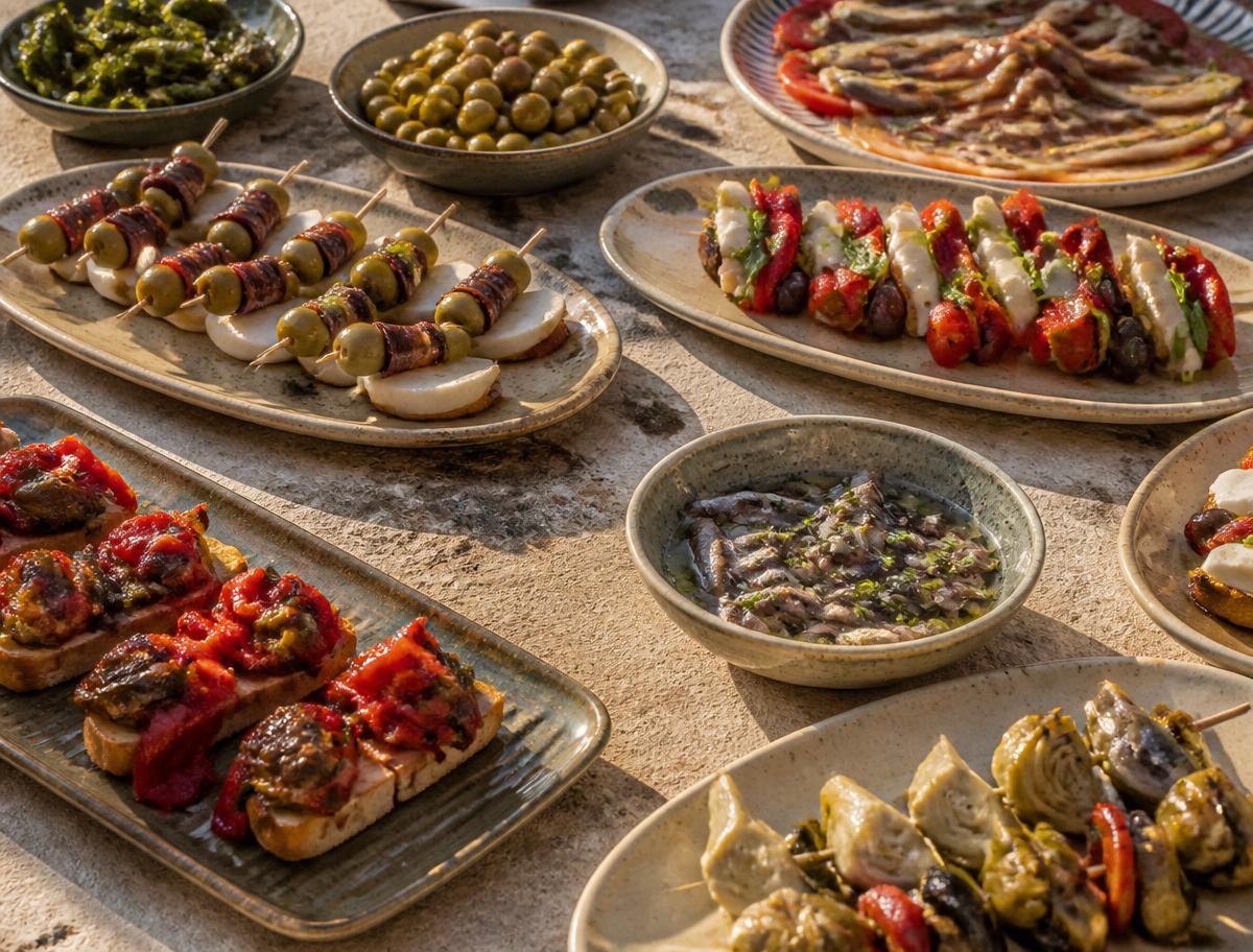 Spanish pintxos and tapas prepared for a standing reception